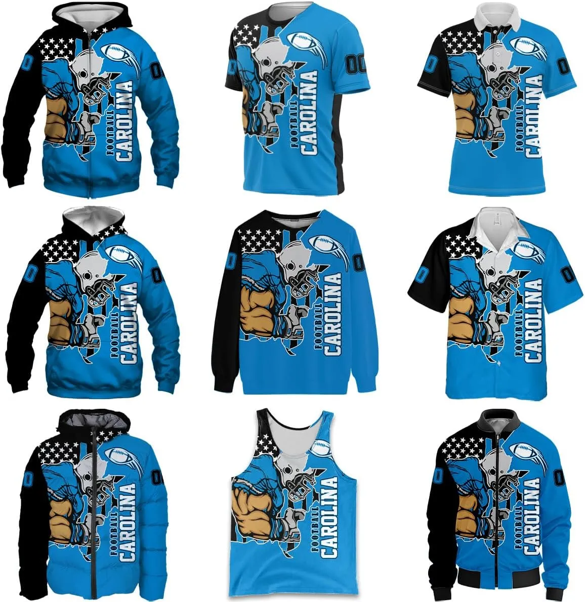 Men Football Custom Puffer Coat Add Any Name Number Lightweight Water-Resistant Winter Windproof Zipper Down Jacket S-5XL