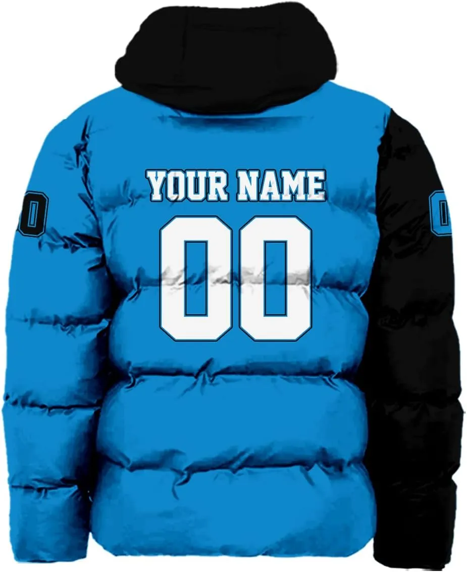 Men Football Custom Puffer Coat Add Any Name Number Lightweight Water-Resistant Winter Windproof Zipper Down Jacket S-5XL