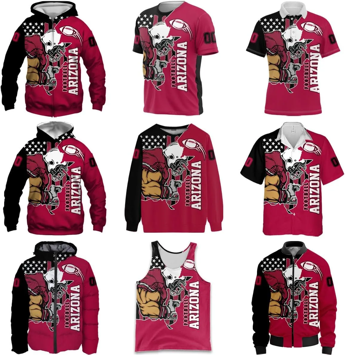 Men Football Custom Puffer Coat Add Any Name Number Lightweight Water-Resistant Winter Windproof Zipper Down Jacket S-5XL