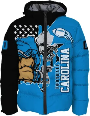 Men Football Custom Puffer Coat Add Any Name Number Lightweight Water-Resistant Winter Windproof Zipper Down Jacket S-5XL