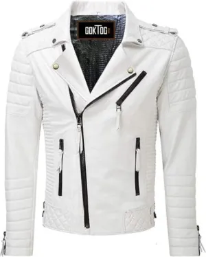 Men Leather Brando Jacket, Leather Biker Motorcycle Jacket Men, Soft & Stylish Moto Ride & Racing Jackets