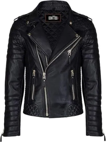 Men Leather Brando Jacket, Leather Biker Motorcycle Jacket Men, Soft & Stylish Moto Ride & Racing Jackets