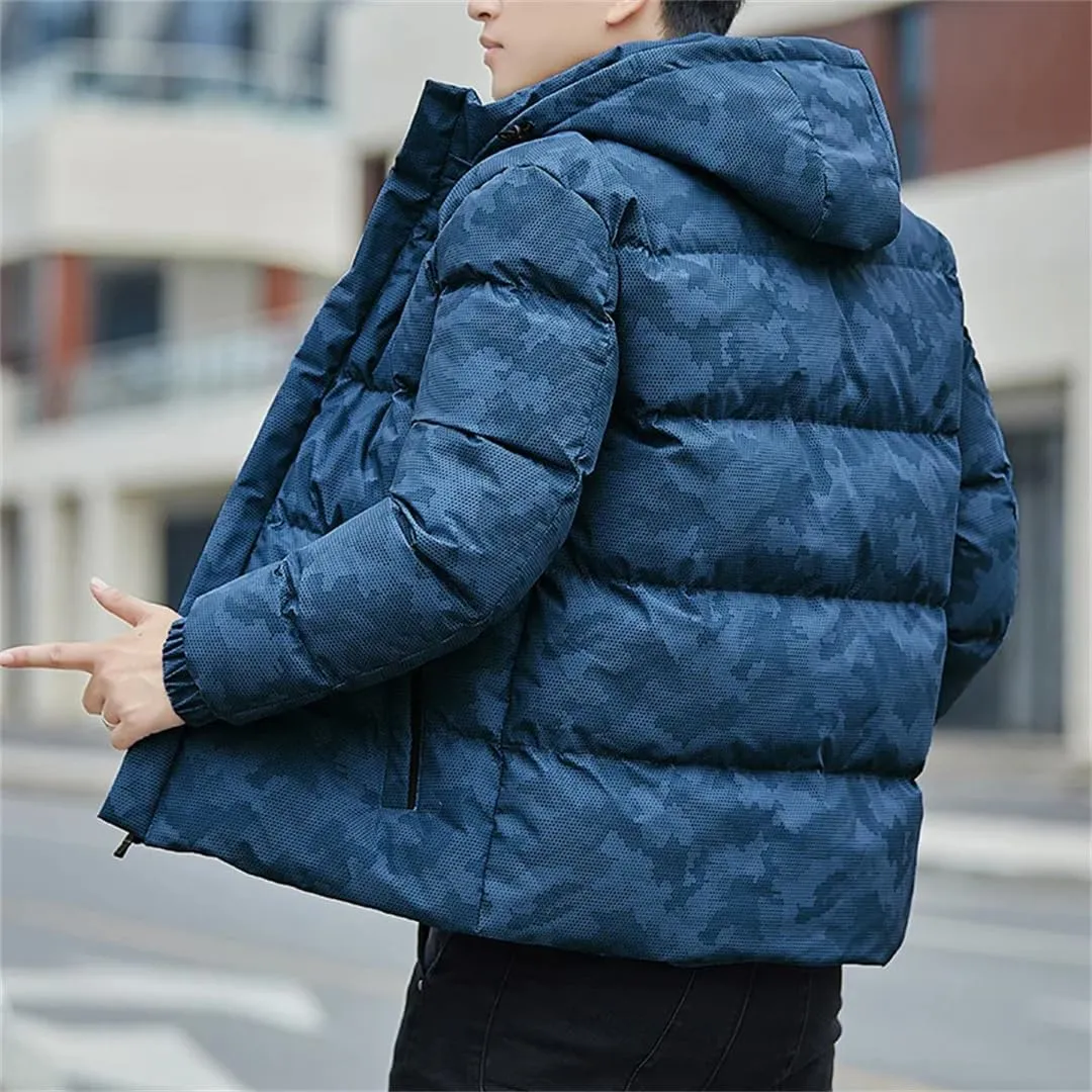 Men Winter Thick Warm Hooded Puffer Jacket Cotton Padded Casual Coat