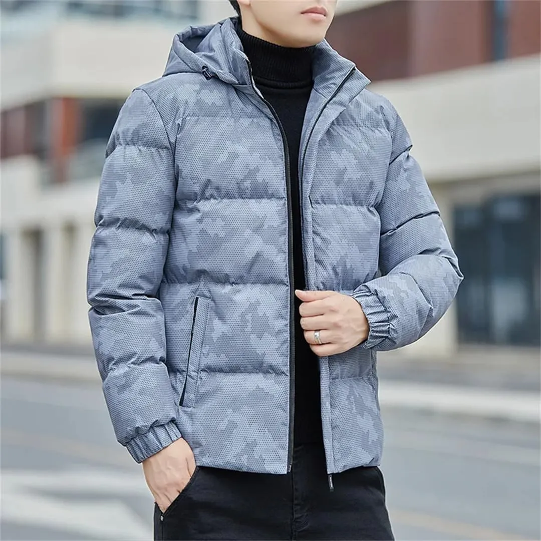 Men Winter Thick Warm Hooded Puffer Jacket Cotton Padded Casual Coat