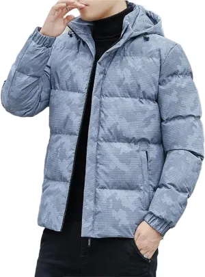 Men Winter Thick Warm Hooded Puffer Jacket Cotton Padded Casual Coat