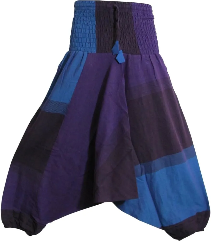Men's Aladdin Alibaba Plaid Gypsy Hippie Smocked Elastic Waist Yoga Harem Pants