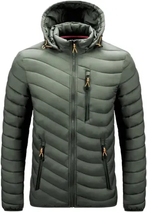 Men's Autumn Winter Warm Coat Casual Lightweight Hooded Cotton Padded Jacket
