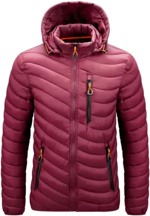 Men's Autumn Winter Warm Coat Casual Lightweight Hooded Cotton Padded Jacket