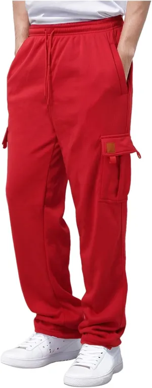 Men's Casual Cargo Pants Hiking Pants Elastic Waist Drawstring Stretch Joggers Sweatpants Athletic Pants Overalls