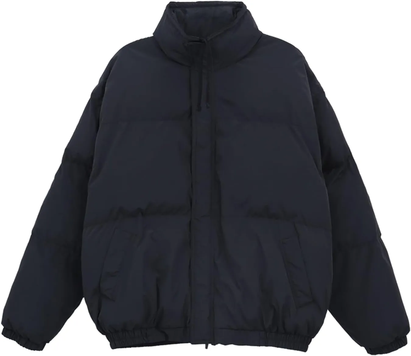 Men's Cotton Padded Jacket Windproof Winter Coat Warm Thicken Casual Outerwear with High Collar and Velcro Design