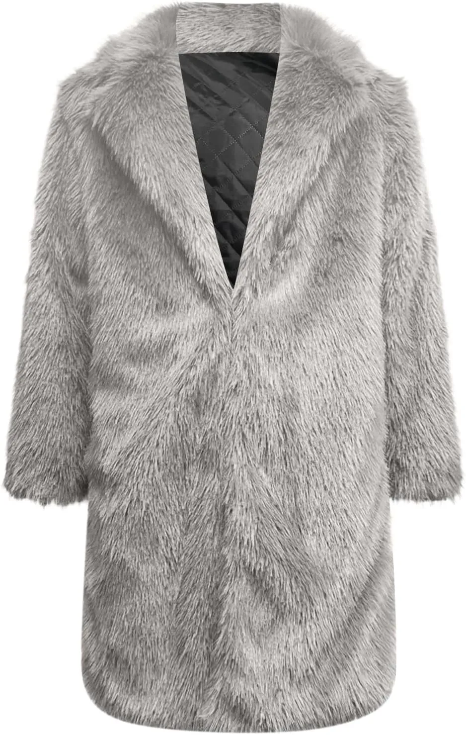 Men's Faux Fur Coat Open Front Thicken Warm Winter Overcoat Luxury Fluffy Soft Lapel Long Jackets Parka Outwear
