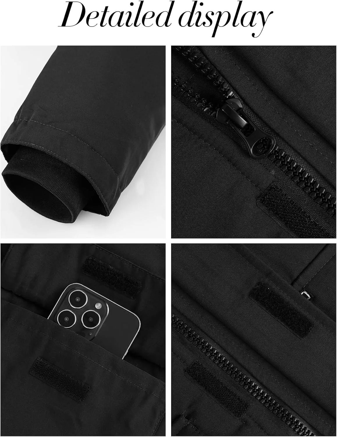 Mens Hooded Puffer Jacket Winter Warm Quilted Parka Windbreaker Multi-Pockets Padded Coat with Faux Fur Removable Hood