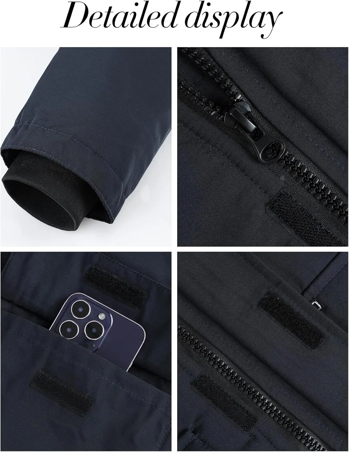 Mens Hooded Puffer Jacket Winter Warm Quilted Parka Windbreaker Multi-Pockets Padded Coat with Faux Fur Removable Hood