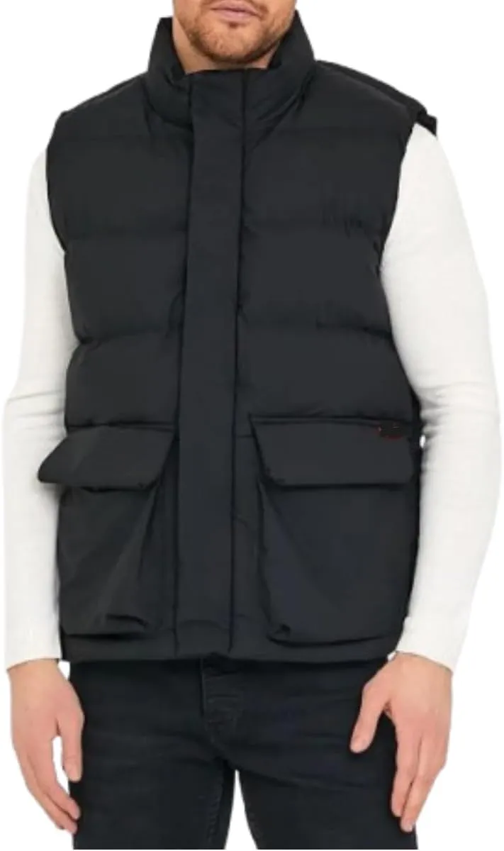 Mens Lightweight Puffer Quilted Vest, Windproof Quilted Black Jacket, Down Vest Men, Parachute Puffer Vest