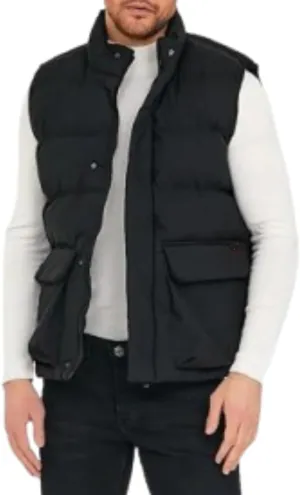 Mens Lightweight Puffer Quilted Vest, Windproof Quilted Black Jacket, Down Vest Men, Parachute Puffer Vest