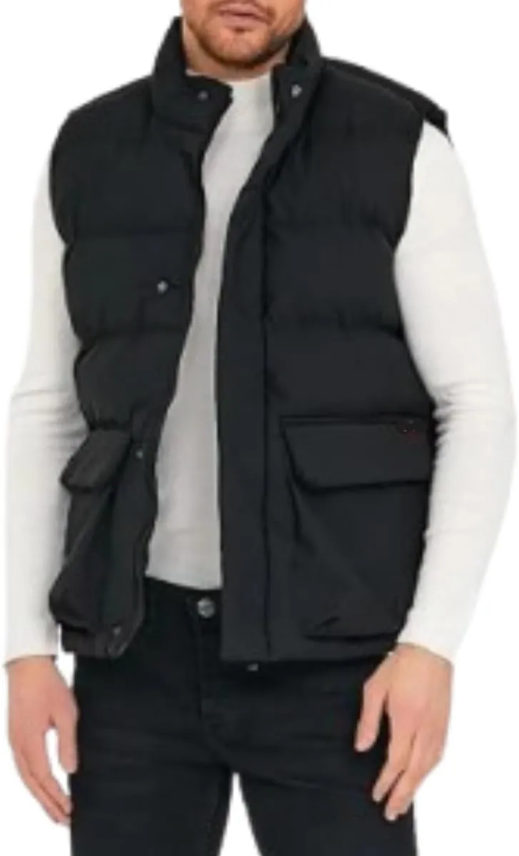 Mens Lightweight Puffer Quilted Vest, Windproof Quilted Black Jacket, Down Vest Men, Parachute Puffer Vest