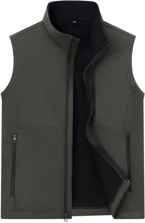 Men's Lightweight Softshell Vest Outerwear Windproof Puffer Sleeveless Jacket for Golf Running