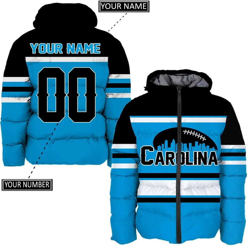 Mens Lightweight Winter Coat, Personalized Name Number Logo Padded Down Jacket