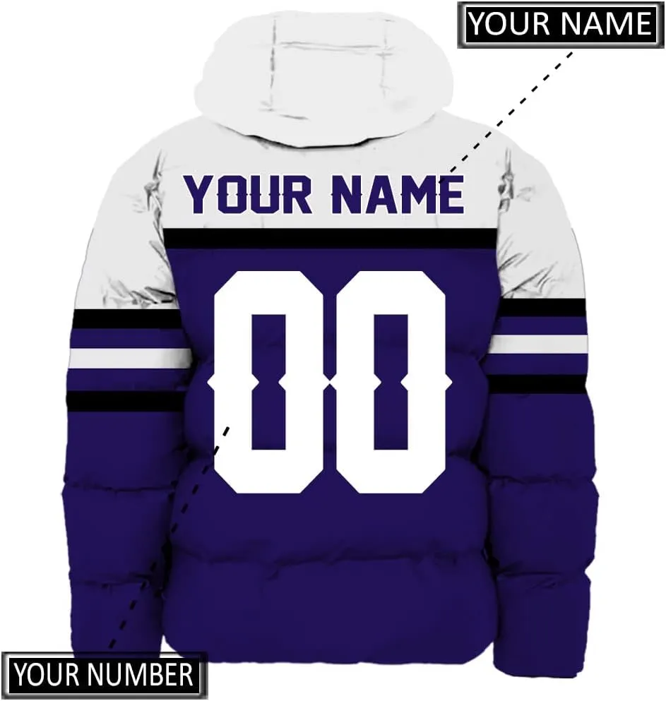 Mens Lightweight Winter Coat, Personalized Name Number Logo Padded Down Jacket