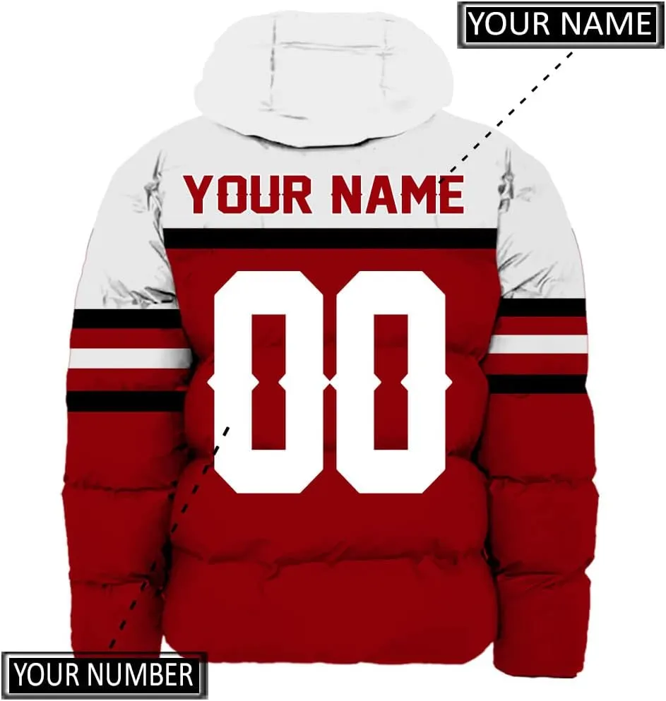 Mens Lightweight Winter Coat, Personalized Name Number Logo Padded Down Jacket