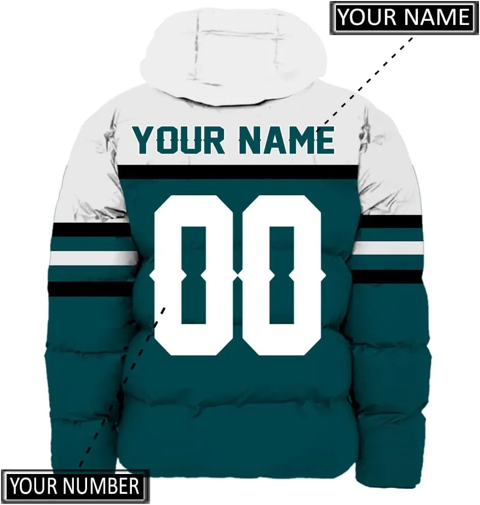 Mens Lightweight Winter Coat, Personalized Name Number Logo Padded Down Jacket
