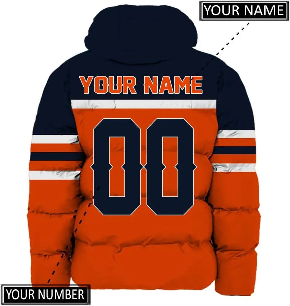 Mens Lightweight Winter Coat, Personalized Name Number Logo Padded Down Jacket