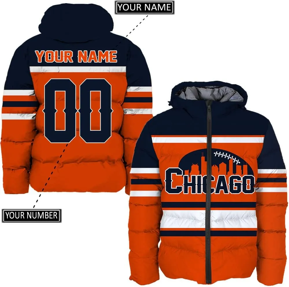 Mens Lightweight Winter Coat, Personalized Name Number Logo Padded Down Jacket