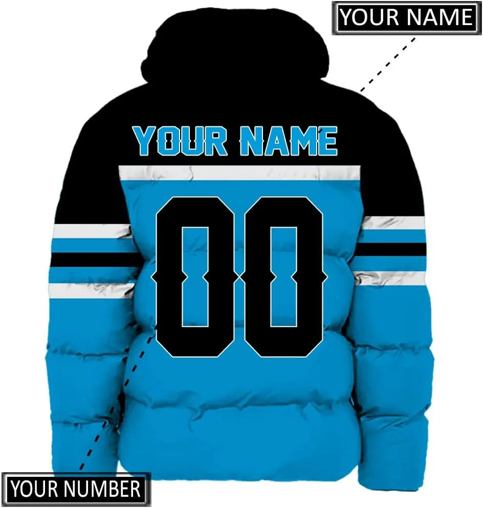 Mens Lightweight Winter Coat, Personalized Name Number Logo Padded Down Jacket
