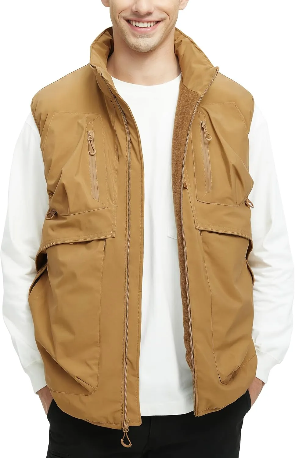 Men's Outerwear Vests Winter Vest Warm Water-Resistant Fleece Lined Mock-Neck Casual Outdoor Sleeveless Jacket