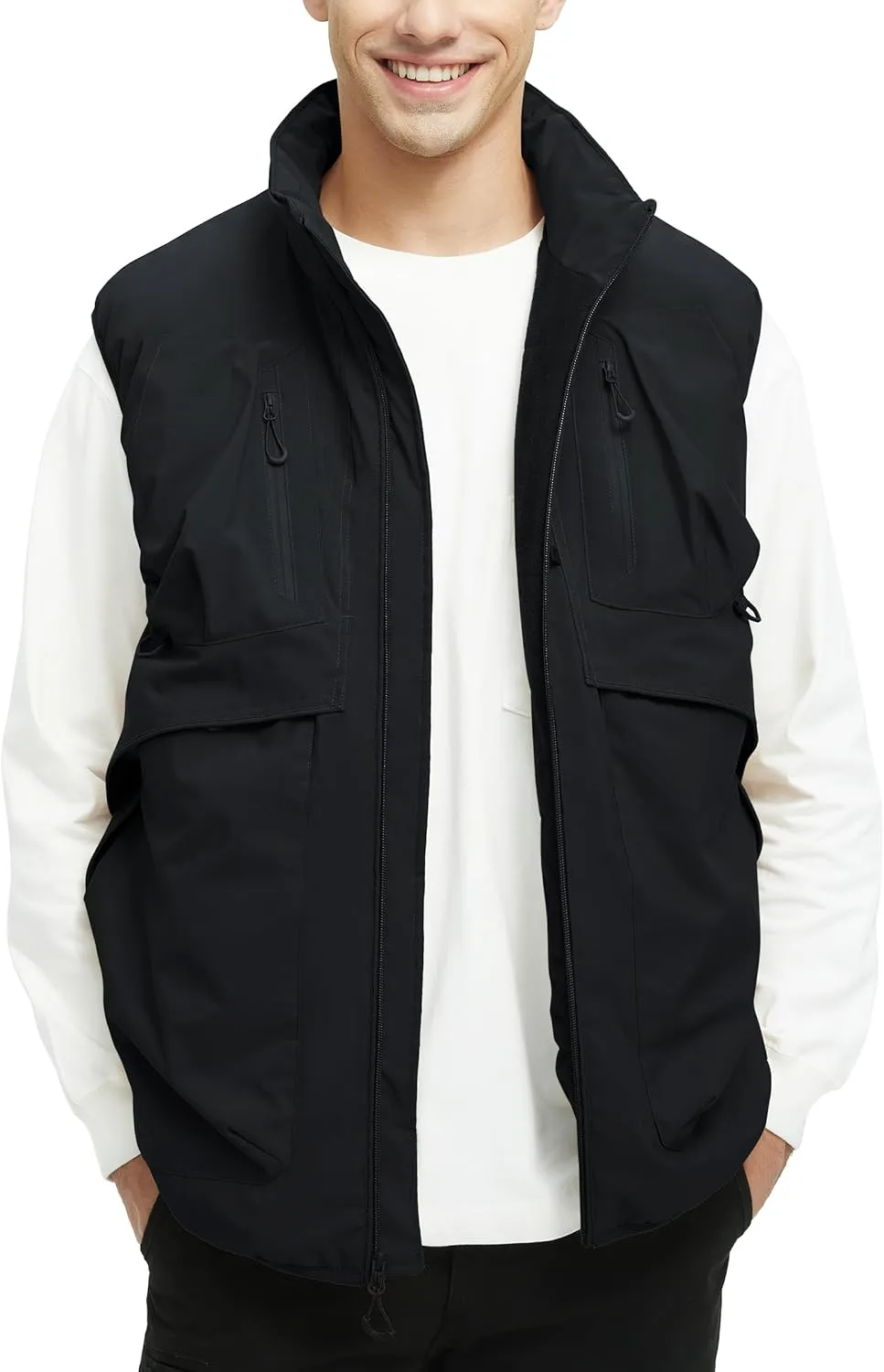 Men's Outerwear Vests Winter Vest Warm Water-Resistant Fleece Lined Mock-Neck Casual Outdoor Sleeveless Jacket