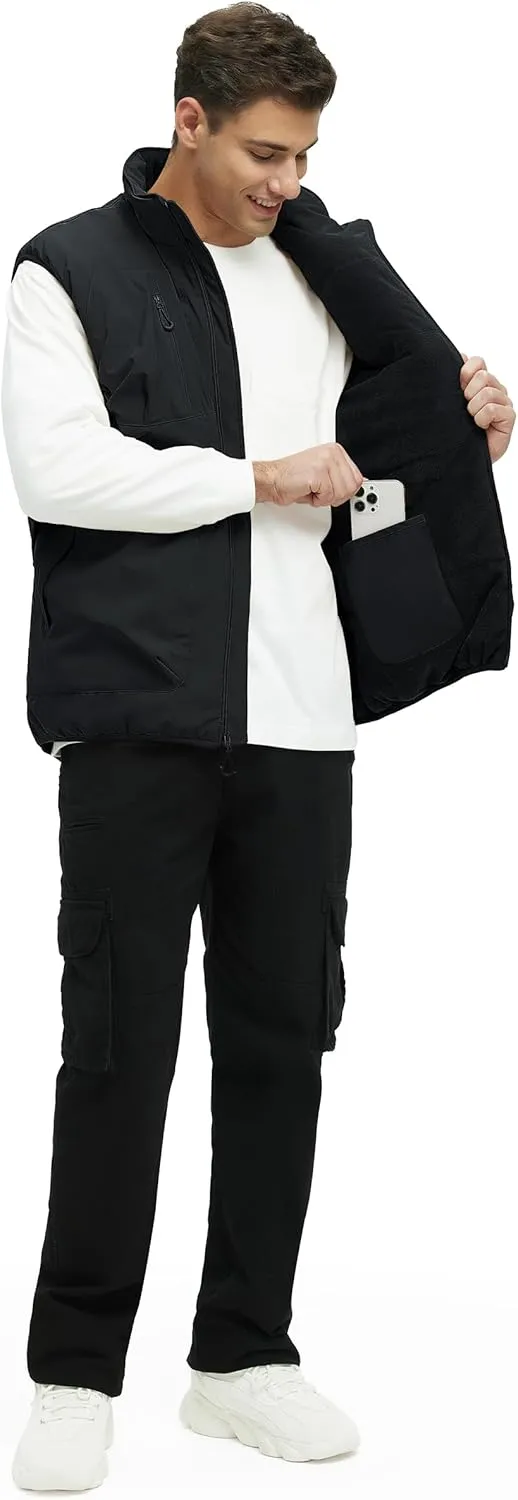 Men's Outerwear Vests Winter Vest Warm Water-Resistant Fleece Lined Mock-Neck Casual Outdoor Sleeveless Jacket