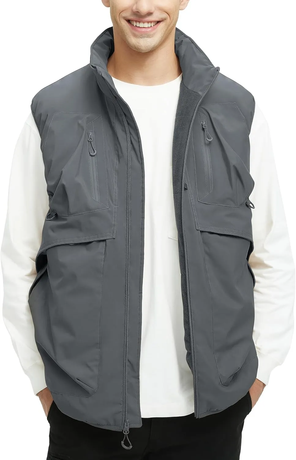 Men's Outerwear Vests Winter Vest Warm Water-Resistant Fleece Lined Mock-Neck Casual Outdoor Sleeveless Jacket