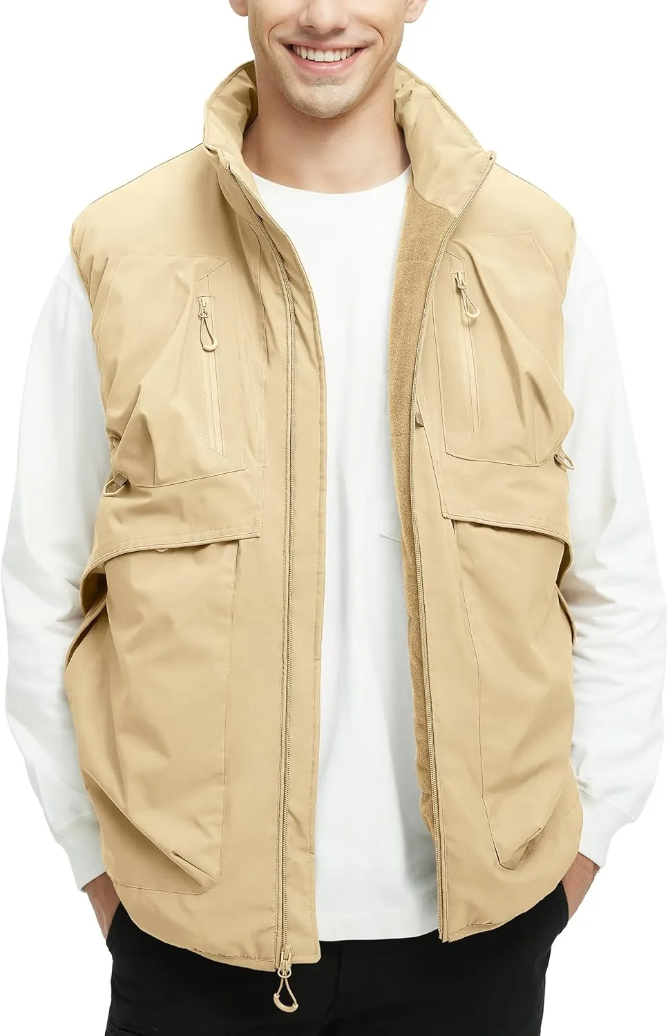 Men's Outerwear Vests Winter Vest Warm Water-Resistant Fleece Lined Mock-Neck Casual Outdoor Sleeveless Jacket