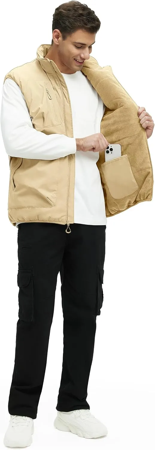 Men's Outerwear Vests Winter Vest Warm Water-Resistant Fleece Lined Mock-Neck Casual Outdoor Sleeveless Jacket