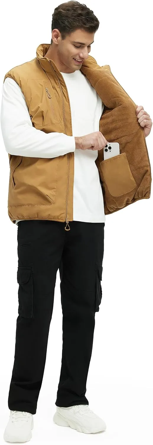Men's Outerwear Vests Winter Vest Warm Water-Resistant Fleece Lined Mock-Neck Casual Outdoor Sleeveless Jacket