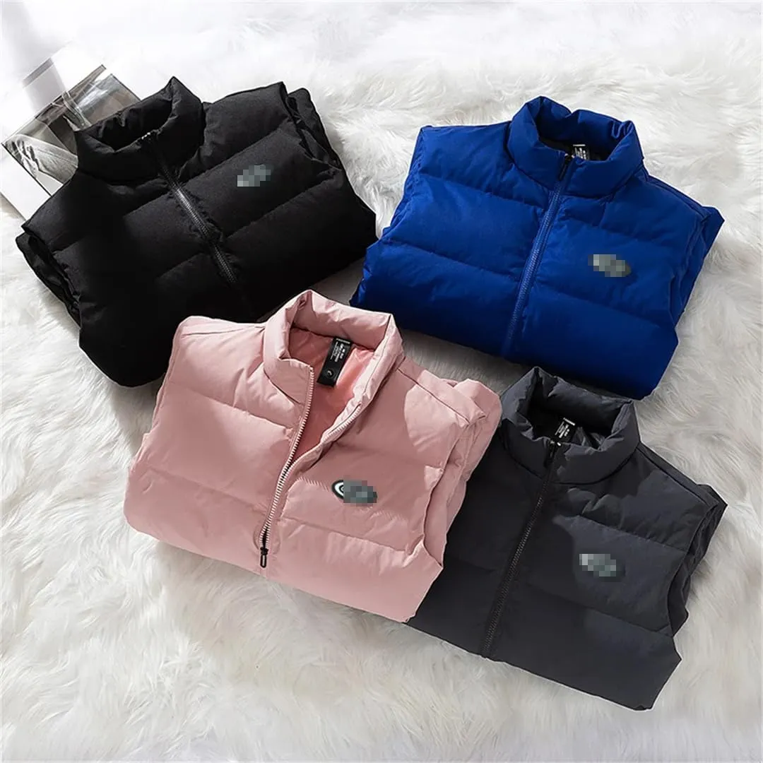 Men's Sleeveless Cotton-Padded Jacket Men Vest Stand Collar Waistcoat Male