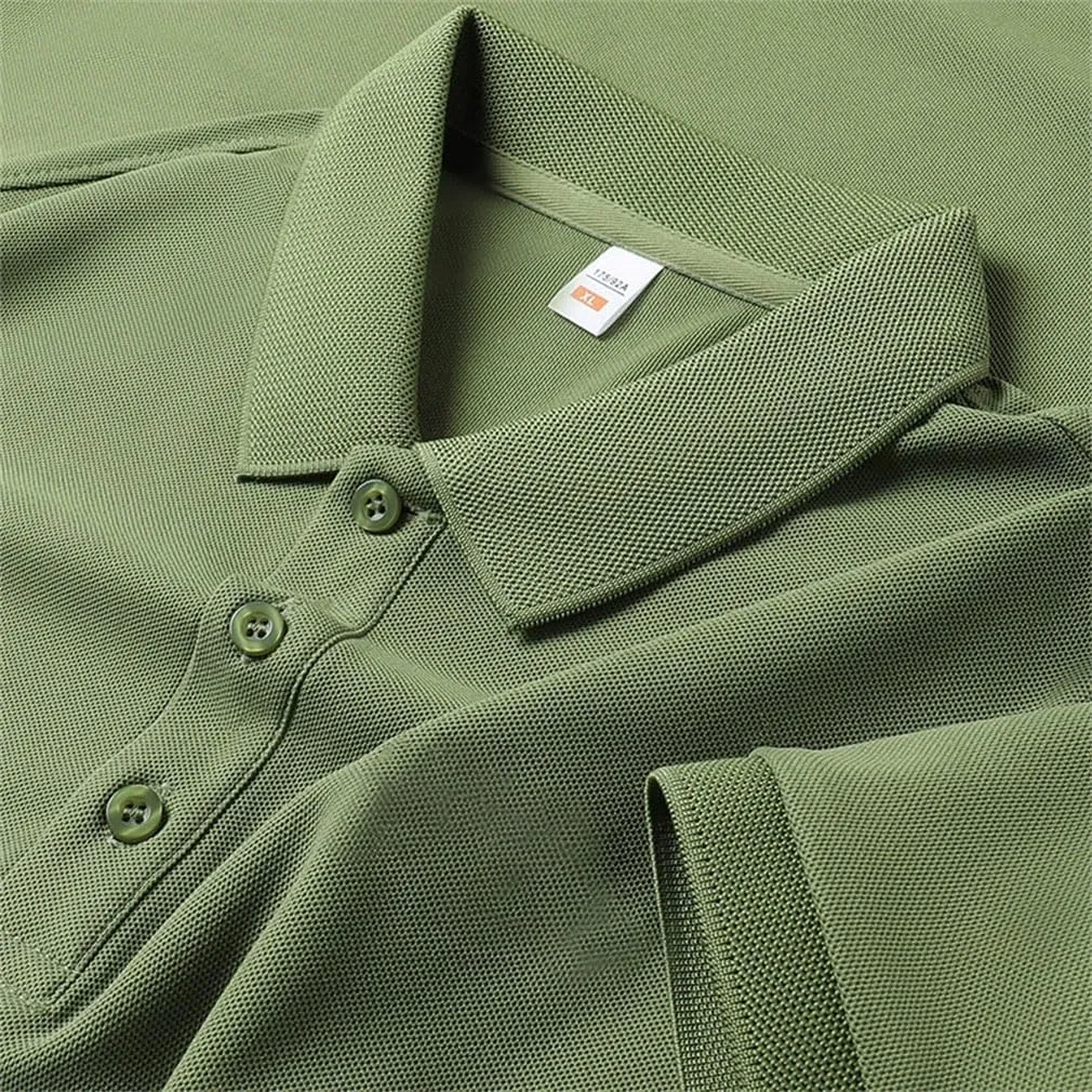 Men's Solid Color Polo Shirts Short Sleeve Business Casual Summer Tops Breathable Quick-Dry Shirt for Office