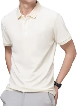Men's Solid Color Polo Shirts Short Sleeve Business Casual Summer Tops Breathable Quick-Dry Shirt for Office