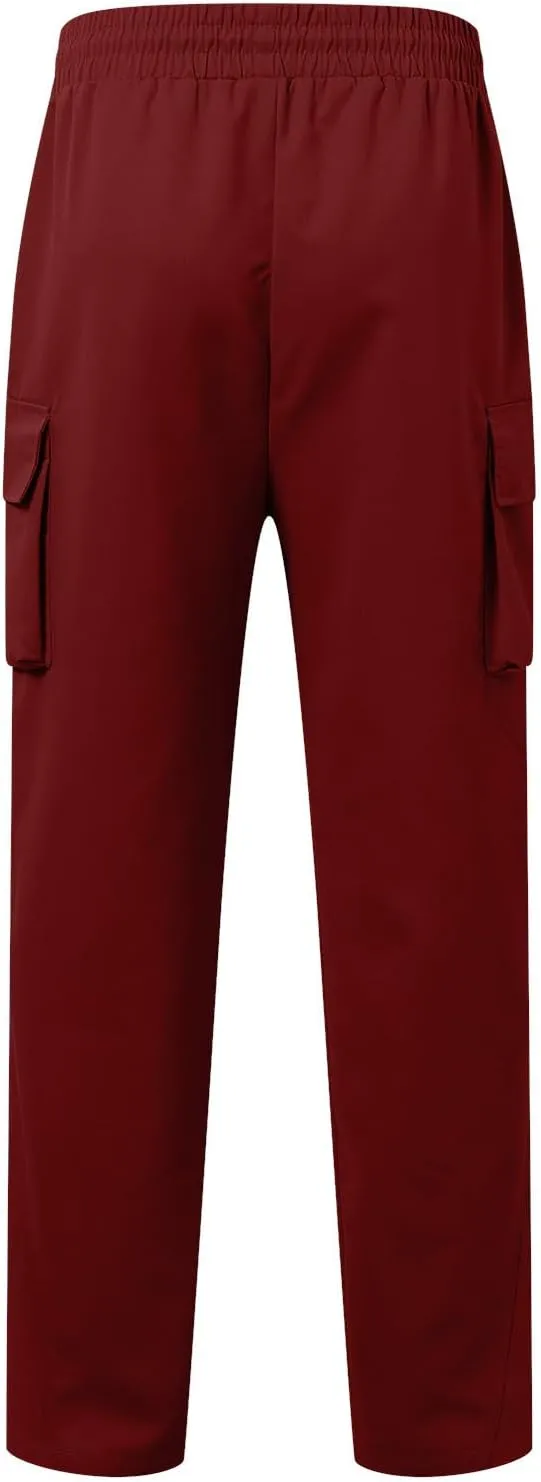 Mens Stretch Work Trousers Working Tactical Linen Elastic Waist Skinny Bike Athletic Basketball Leather Cargo Joggers