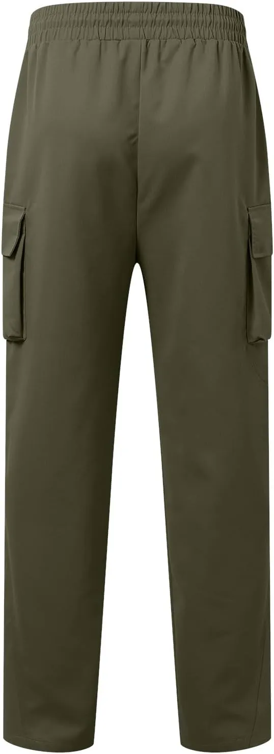 Mens Stretch Work Trousers Working Tactical Linen Elastic Waist Skinny Bike Athletic Basketball Leather Cargo Joggers