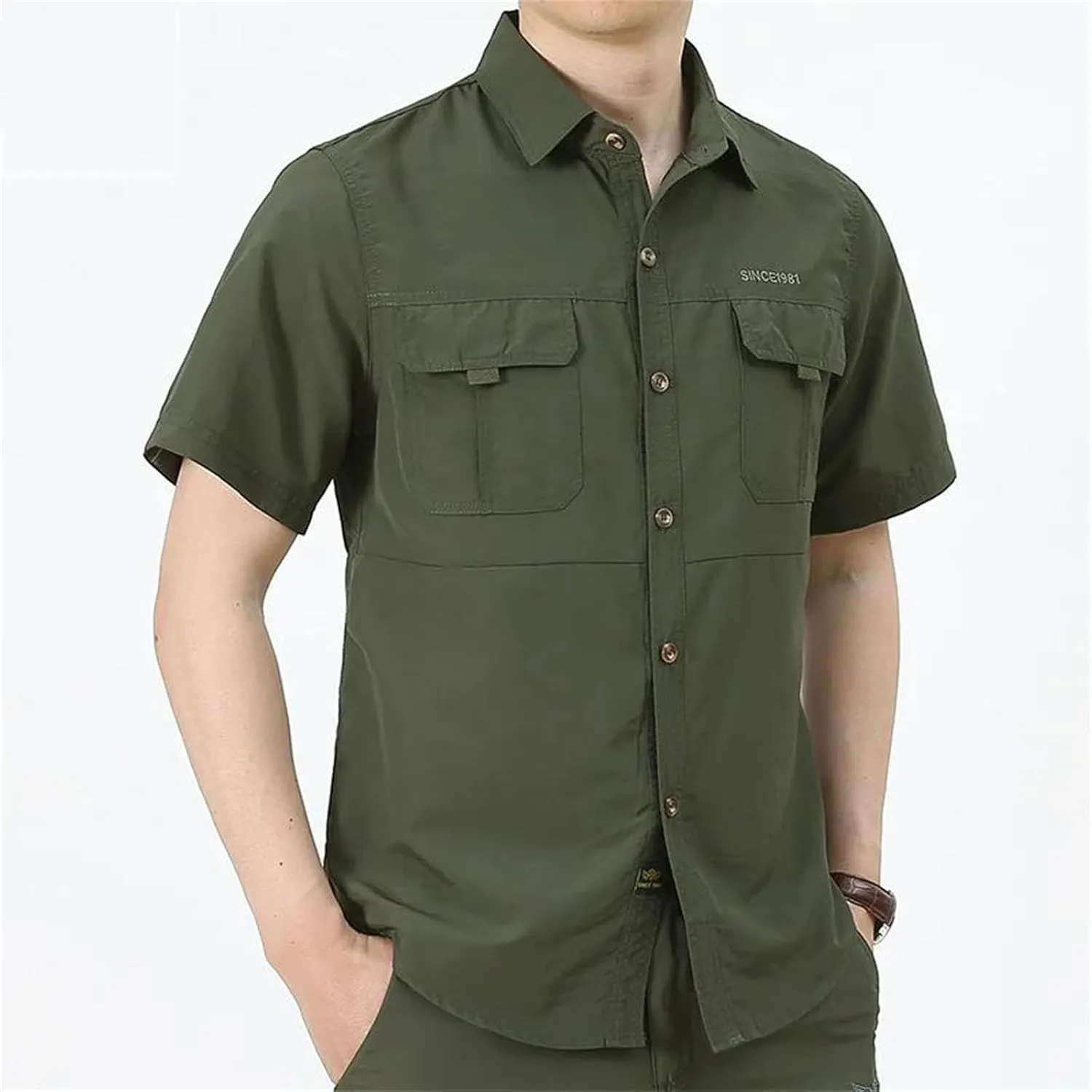 Men's Summer Climbing Hiking Quick Dry Work Shirts Outdoor Breathable Camping Climbing Fishing Tops