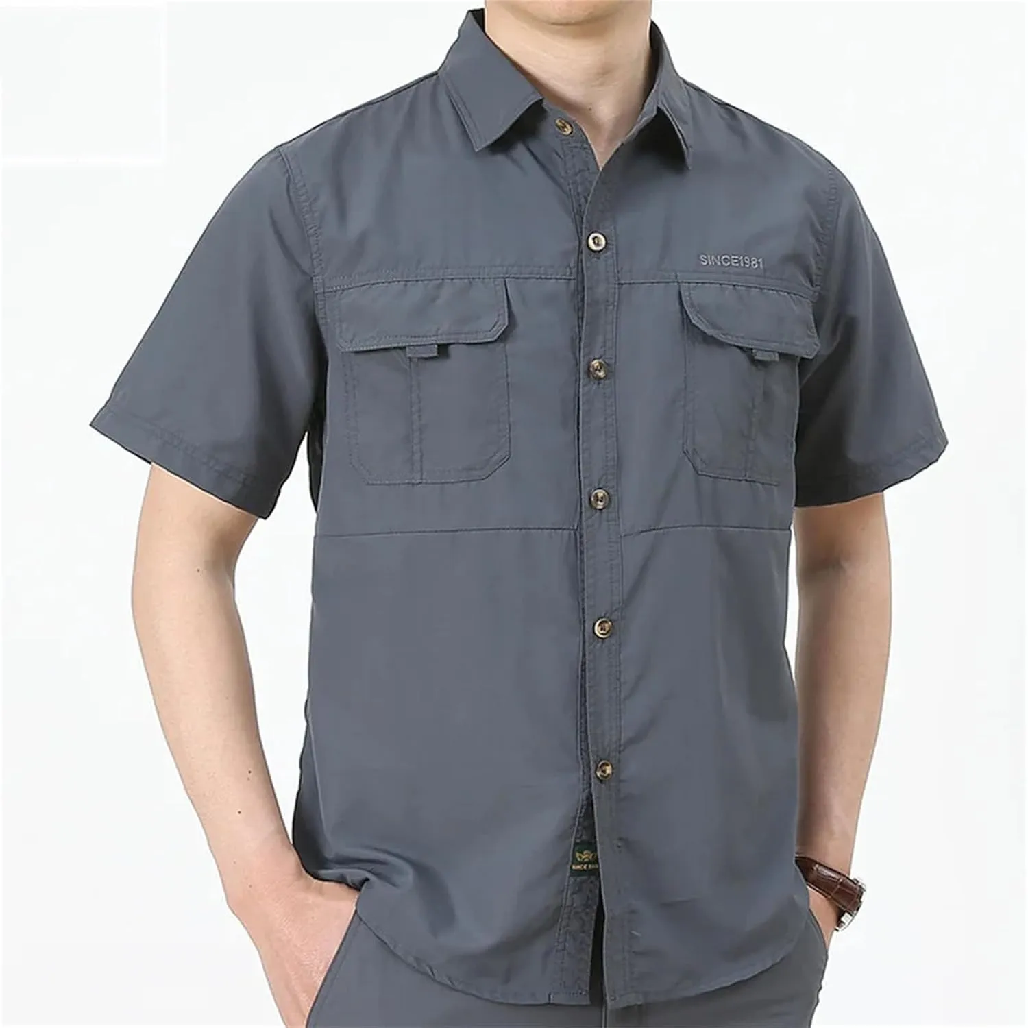 Men's Summer Climbing Hiking Quick Dry Work Shirts Outdoor Breathable Camping Climbing Fishing Tops