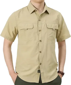 Men's Summer Climbing Hiking Quick Dry Work Shirts Outdoor Breathable Camping Climbing Fishing Tops