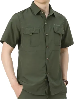 Men's Summer Climbing Hiking Quick Dry Work Shirts Outdoor Breathable Camping Climbing Fishing Tops