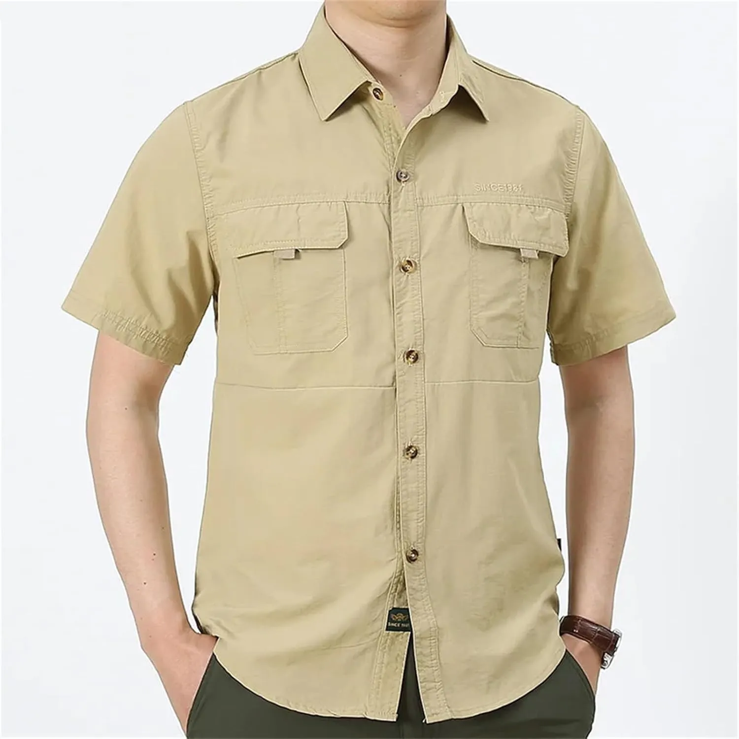 Men's Summer Climbing Hiking Quick Dry Work Shirts Outdoor Breathable Camping Climbing Fishing Tops