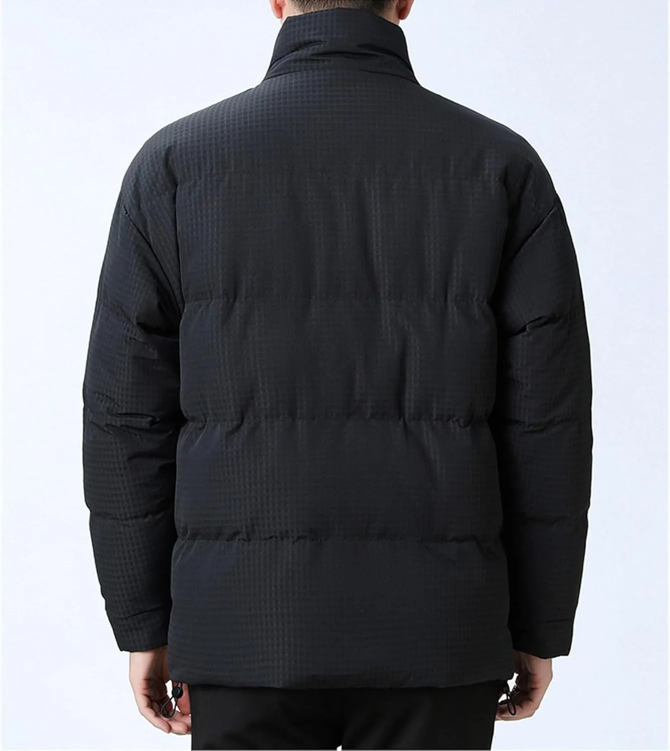Men's Windproof Winter Puffer Coats Casual Stand Collar Cotton Outwear Full Zipper Bread Winter Padded Jacket