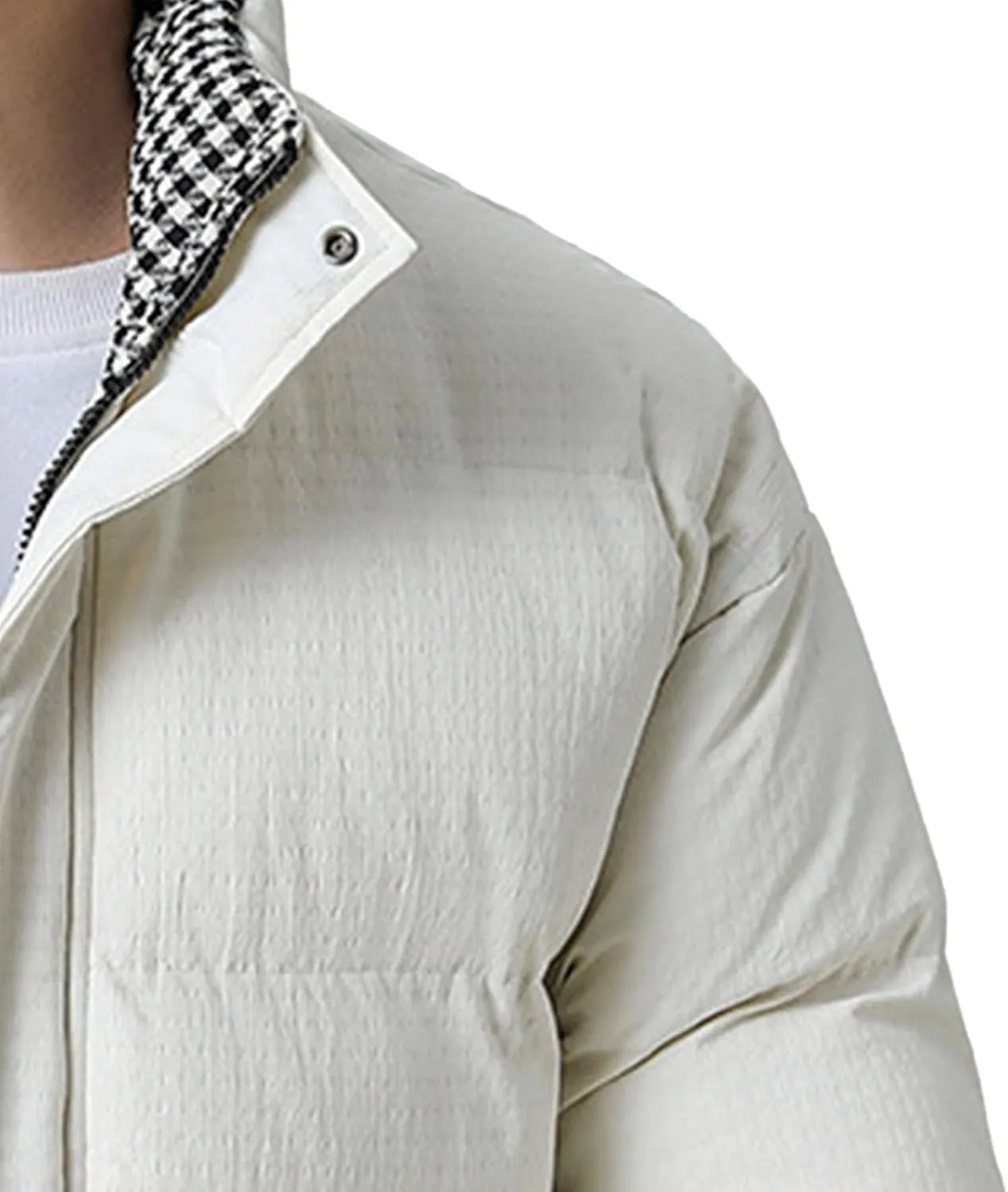 Men's Windproof Winter Puffer Coats Casual Stand Collar Cotton Outwear Full Zipper Bread Winter Padded Jacket