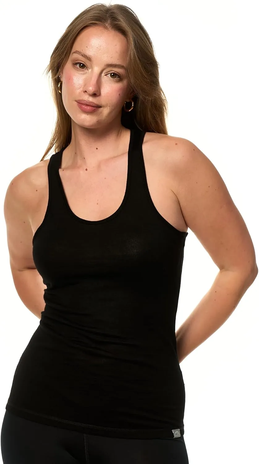 Merino Wool Tank Top Women - Active Merino Wool Undershirt Moisture Wicking Breathable Anti-Odor Lightweight Base Layer