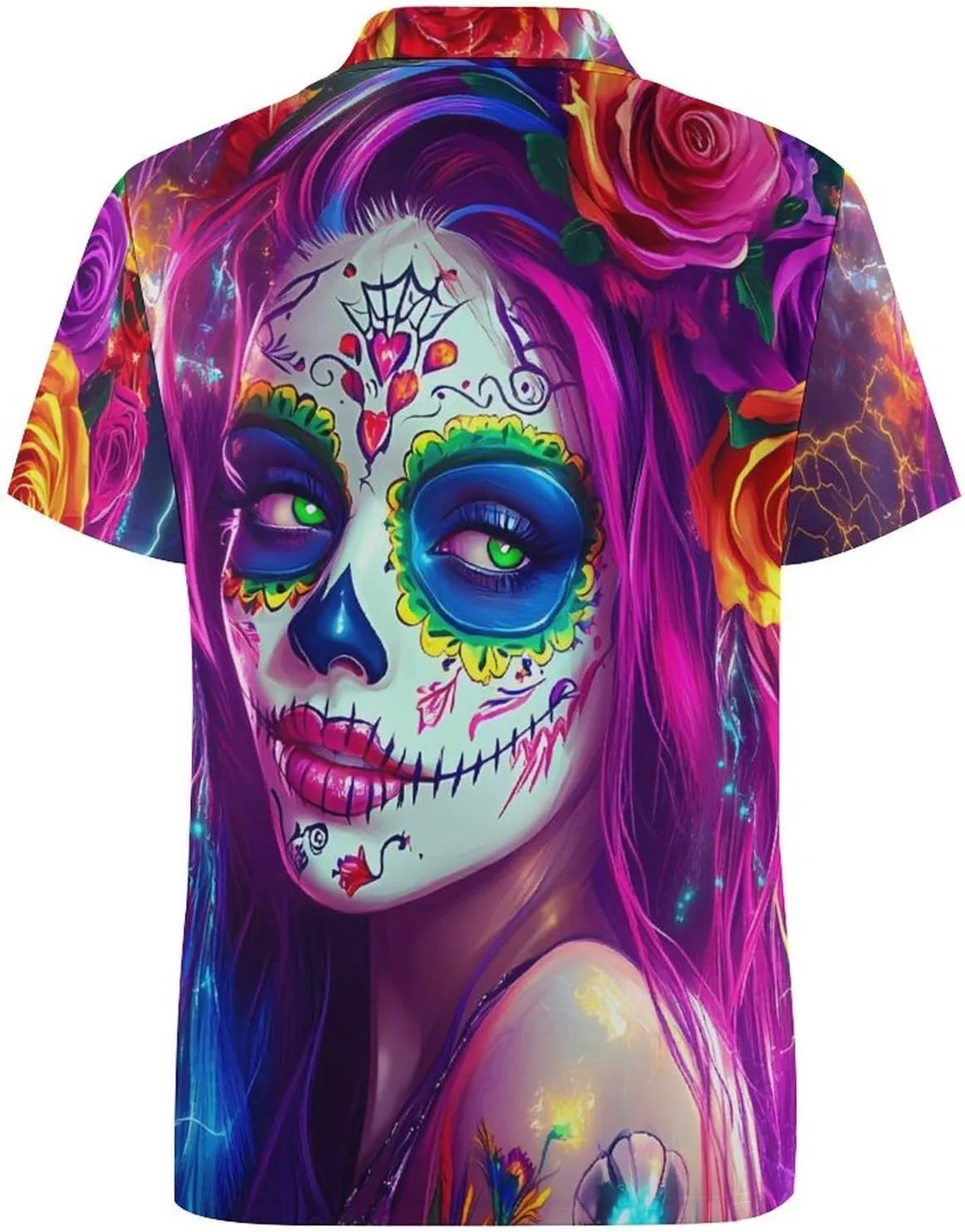 Mexican Day of The Dead Women Slim Fit Men's Short Sleeve Polo Shirts Quick-Dry Breathable Golf T-Shirt Tops