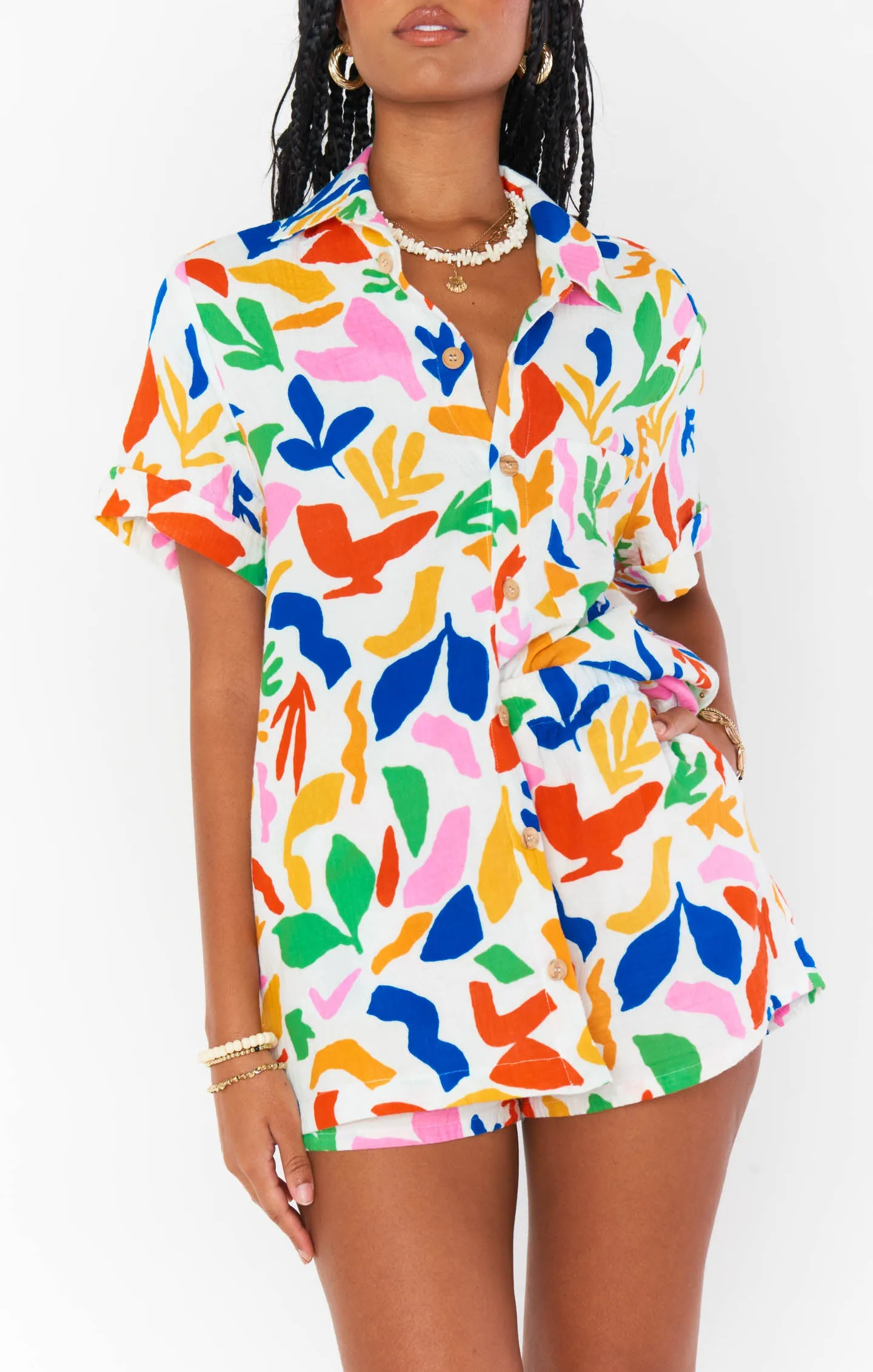 Mikey Button Up ~ Primary Paradise